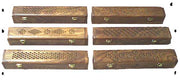 WOODEN COFFIN INCENSE STICK/CONE BURNER HOLDER WITH STORAGE COMPARTMENT