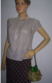 SATIN DRAWSTRING EMBROIDERY POTLI  PURSE