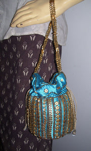 SATIN DRAWSTRING EMBROIDERY POTLI  PURSE