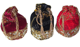DRAWSTRING EMBROIDERY POTLI  PURSE