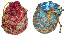 DRAWSTRING EMBROIDERY POTLI  PURSE