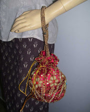 DRAWSTRING EMBROIDERY POTLI  PURSE