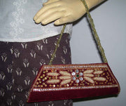 Zircon & Bead Work Clutch Purse