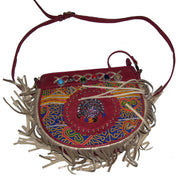 LEATHER BANJARA SHOULDER BAG WITH SUEDE FRINGE