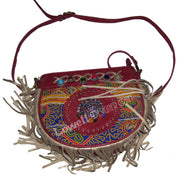 LEATHER BANJARA SHOULDER BAG WITH SUEDE FRINGE