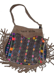 POT SHAPE BANJARA SHOULDER BAG WITH SUEDE FRINGE