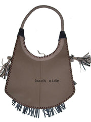 LEATHER BANJARA SHOULDER BAG WITH SUEDE FRINGE