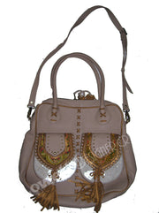 LEATHER BANJARA SHOULDER BAG WITH SUEDE FRINGE