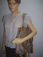 LEATHER BANJARA SHOULDER BAG WITH SUEDE FRINGE