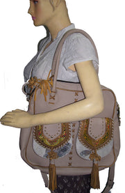 LEATHER BANJARA SHOULDER BAG WITH SUEDE FRINGE