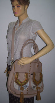 LEATHER BANJARA SHOULDER BAG WITH SUEDE FRINGE