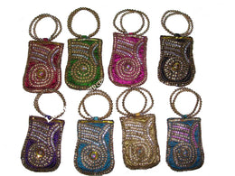 MEDIUM SIZE SATIN  EMBROIDERY  ETHNIC  MOBILE  HOLDER BAG
