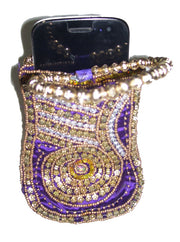 MEDIUM SIZE SATIN  EMBROIDERY  ETHNIC  MOBILE  HOLDER BAG