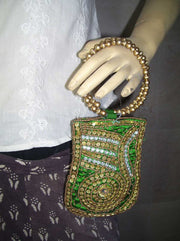 MEDIUM SIZE SATIN  EMBROIDERY  ETHNIC  MOBILE  HOLDER BAG