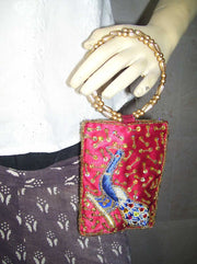SATIN ZARI EMBROIDERY  ETHNIC  MOBILE  HOLDER BAG