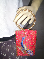 SATIN ZARI EMBROIDERY  ETHNIC  MOBILE  HOLDER BAG