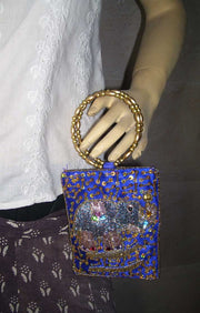 SATIN ZARI EMBROIDERY  ETHNIC  MOBILE  HOLDER BAG