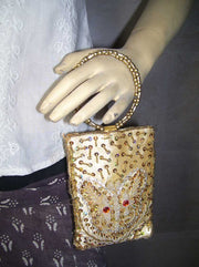 SATIN ZARI EMBROIDERY  ETHNIC  MOBILE  HOLDER BAG