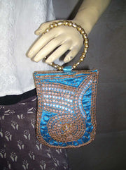BIG SIZE SATIN  EMBROIDERY  ETHNIC  MOBILE  HOLDER BAG