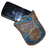 BIG SIZE SATIN  EMBROIDERY  ETHNIC  MOBILE  HOLDER BAG