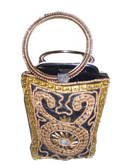 SATIN ZARI EMBROIDERY  ETHNIC  MOBILE  HOLDER BAG