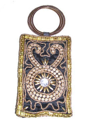 SATIN ZARI EMBROIDERY  ETHNIC  MOBILE  HOLDER BAG