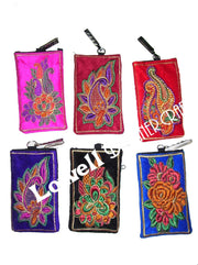 THREAD  EMBROIDERY ETHNIC  MOBILE  HOLDER BAG