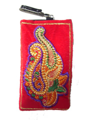 THREAD  EMBROIDERY ETHNIC  MOBILE  HOLDER BAG
