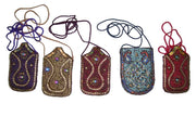 SATIN  EMBROIDERY  ETHNIC  MOBILE  HOLDER BAG WITH STRING