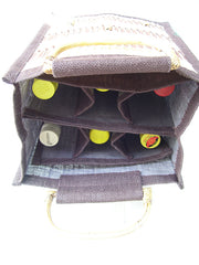 Plain Jute 6 Wine Bottle bag