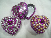 PEARL WITH MIRROR ( GLITTER)HEART SHAPE LAC BOXES