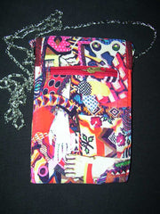 DIGITAL PRINT ETHNIC  MOBILE  BAG WITH KEY RING