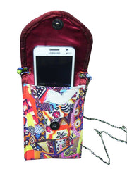 DIGITAL PRINT ETHNIC  MOBILE  BAG WITH KEY RING