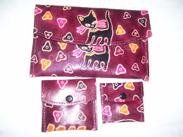 LEATHER WALLET FLOWER DESIGN