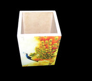 PEACOCK  DESIGN WOODEN PEN STAND