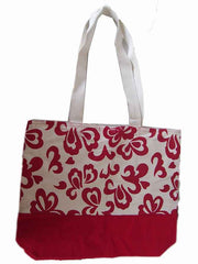 flower Print Canvas Beach Bag