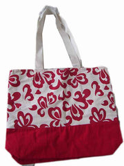 flower Print Canvas Beach Bag