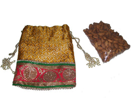 BROCADE FABRIC POUCH FOR 1 KG ALMOND
