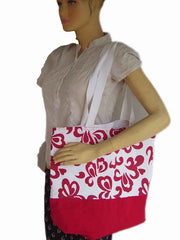 flower Print Canvas Beach Bag