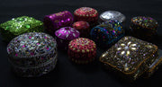 GLITTER HUT SHAPE BOX WITH MULTICOLOR BEAD