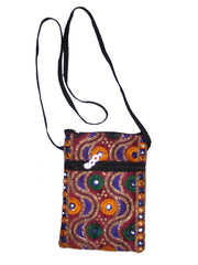 MIRROR & ZARI  EMBROIDERY BORDER MOBILE & PASSPORT BAG
