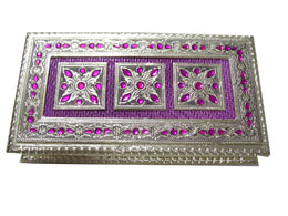 STONE STUDDED OXIDIZED JEWELERY BOX  (13