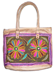 ARI EMBROIDERY LEATHER TOTE BAG