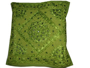 MIRROR & THREAD WORK CUSHION COVER