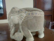 WOODEN ELEPHANT CHILD & TREE IN TRUNK