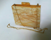 MARBLE PATTERN ELEGANT ACRYLIC CLUTCH BOX PURSE BAGS RESIN