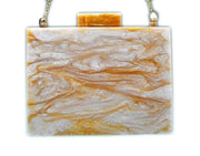 MARBLE PATTERN ELEGANT ACRYLIC CLUTCH BOX PURSE BAGS RESIN