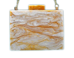 MARBLE PATTERN ELEGANT ACRYLIC CLUTCH BOX PURSE BAGS RESIN
