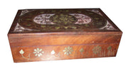 WOODEN BOX WHITE ENAMEL & BRASS INLAY DESIGN   (8