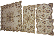 Golden Net Bead embroidery Square Table Cover Paisley